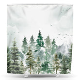 Lofaris Green Forest Mountain Shower Curtain For Bathtub